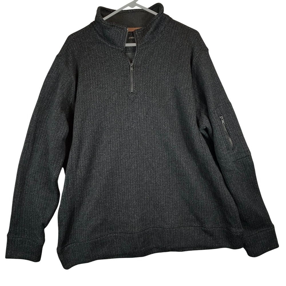 Jeremiah Mens XL Herringbone 1/4 Zip Pullover Sweatshirt‎ Gray Blue Long Sleeve